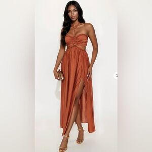 Women’s Cutout Maxi Dress in Rust